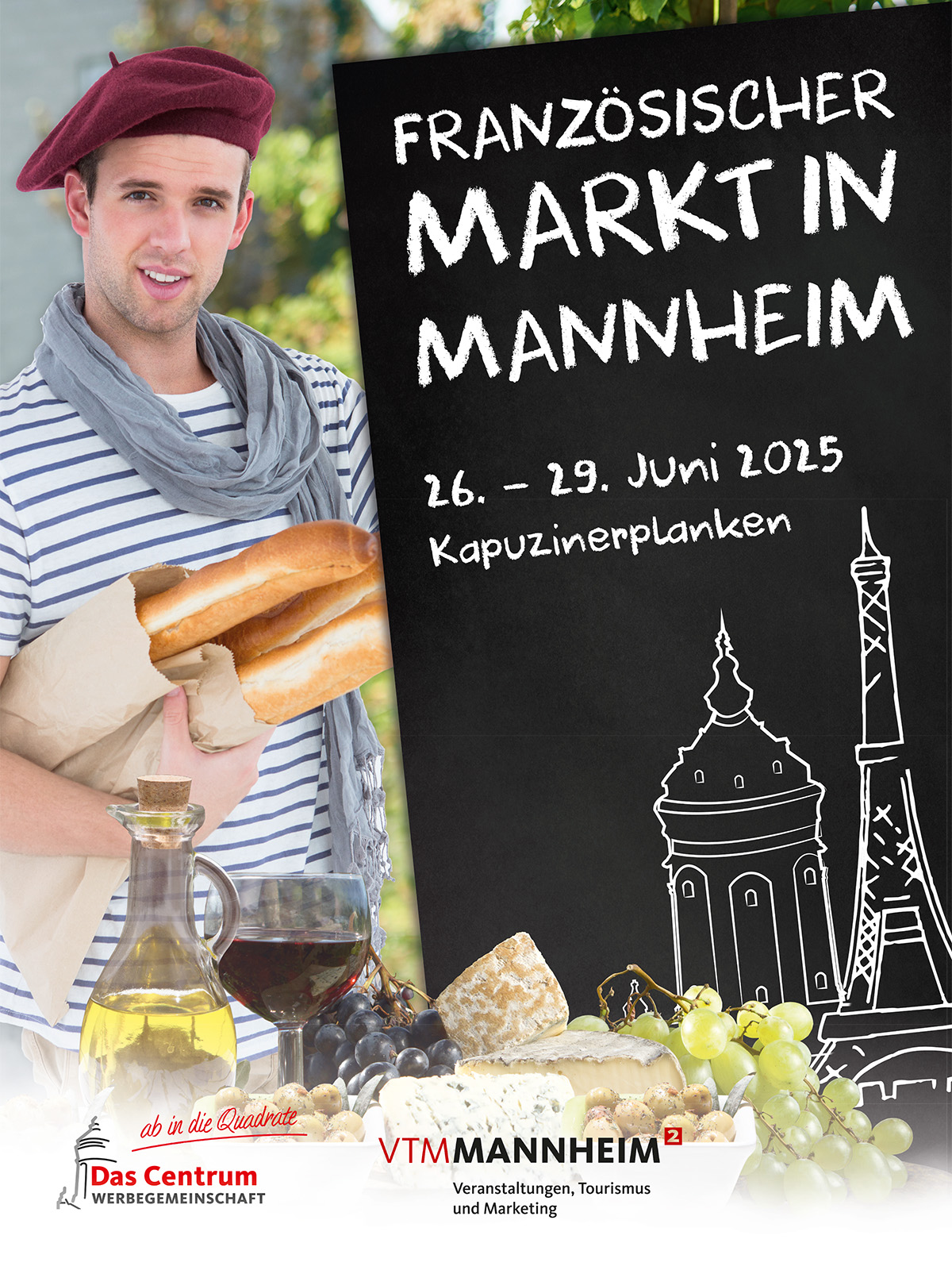Auf den Kapuzinerplanken in der Mannheimer Innenstadt findet auch 2025 wieder der Französische Markt statt.