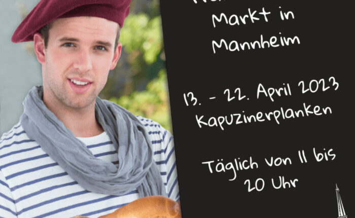 Auf den Kapuzinerplanken in der Mannheimer Innenstadt findet vom 13.04. bis zum 22.04.2023 wieder der Französische Markt statt.